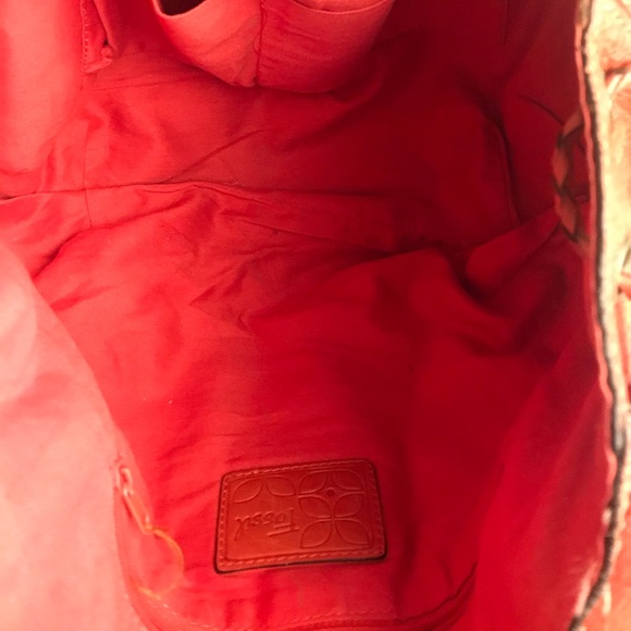 Fossil leather burnt orange bucket/hobo handbag - Picture 5 of 8